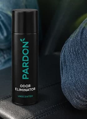 Bottle of Pardon resting on a car console